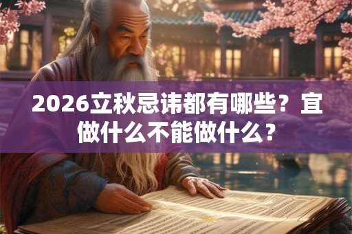 2026立秋忌讳都有哪些？宜做什么不能做什么？