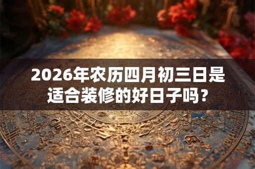 2026年农历四月初三日是适合装修的好日子吗？