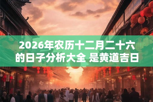 2026年农历十二月二十六的日子分析大全 是黄道吉日吗
