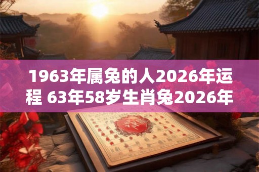 1963年属兔的人2026年运程 63年58岁生肖兔2026年运势