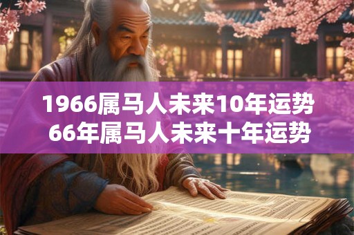 1966属马人未来10年运势 66年属马人未来十年运势走向