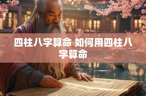 四柱八字算命 如何用四柱八字算命 四柱八字算命 如何用四柱八字算命