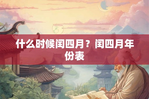 什么时候闰四月？闰四月年份表
