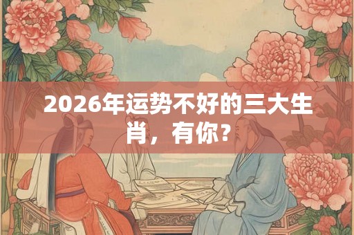 2026年运势不好的三大生肖，有你？