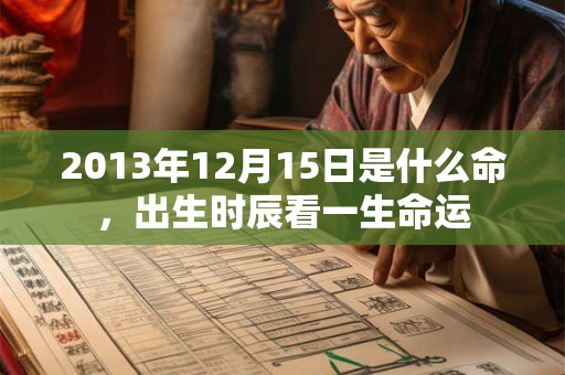 2013年12月15日是什么命，出生时辰看一生命运