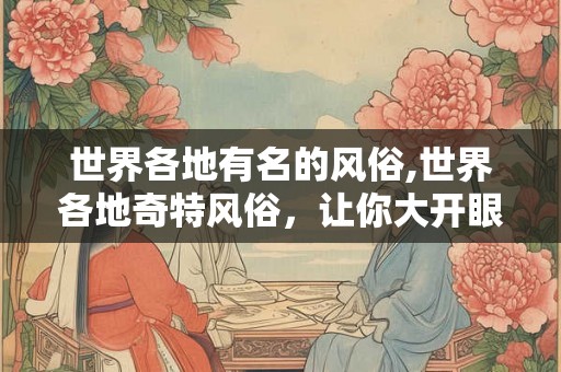 世界各地有名的风俗,世界各地奇特风俗，让你大开眼界！