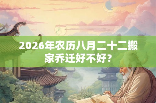 2026年农历八月二十二搬家乔迁好不好？