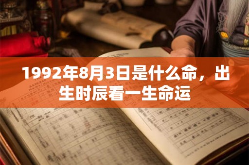1992年8月3日是什么命，出生时辰看一生命运