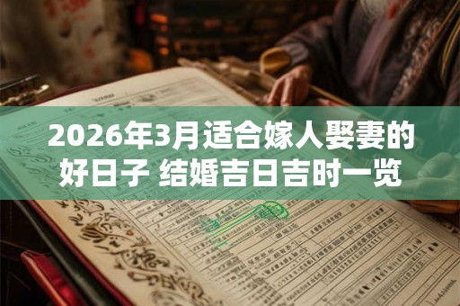 2026年3月适合嫁人娶妻的好日子 结婚吉日吉时一览 2026年3月适合嫁人娶妻的好日子 结婚吉日吉时一览