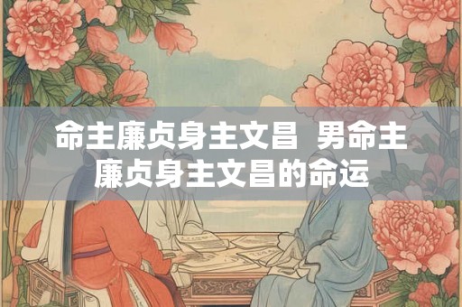 命主廉贞身主文昌  男命主廉贞身主文昌的命运