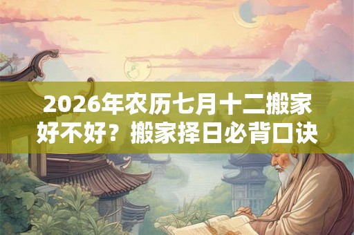 2026年农历七月十二搬家好不好？搬家择日必背口诀