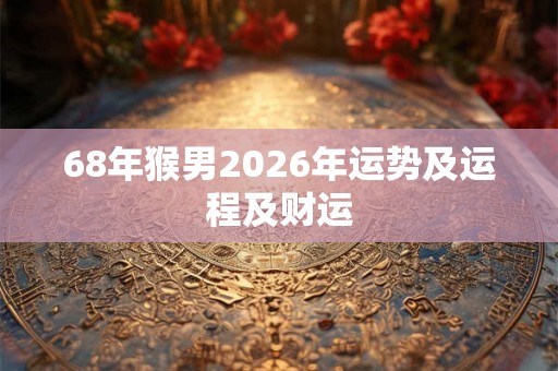 68年猴男2026年运势及运程及财运