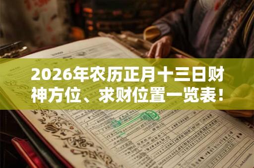 2026年农历正月十三日财神方位、求财位置一览表！