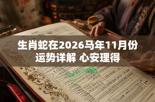 生肖蛇在2026马年11月份运势详解 心安理得