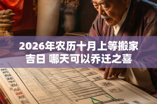 2026年农历十月上等搬家吉日 哪天可以乔迁之喜