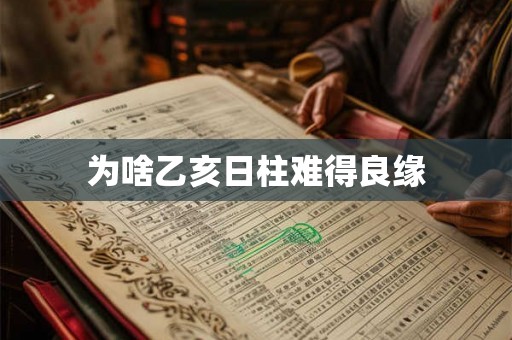 为啥乙亥日柱难得良缘