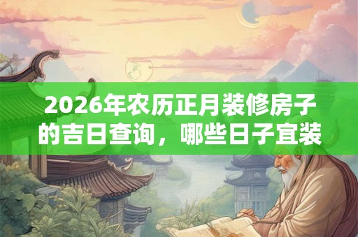 2026年农历正月装修房子的吉日查询，哪些日子宜装修