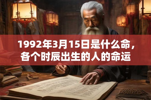 1992年3月15日是什么命，各个时辰出生的人的命运