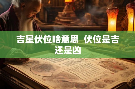 吉星伏位啥意思  伏位是吉还是凶