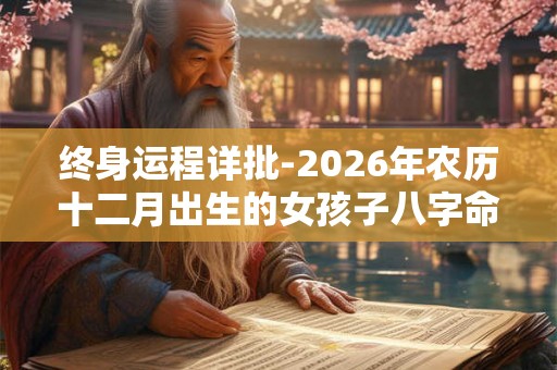 终身运程详批-2026年农历十二月出生的女孩子八字命好不好 终身运程详批-2026年农历十二月出生的女孩子八字命好不好