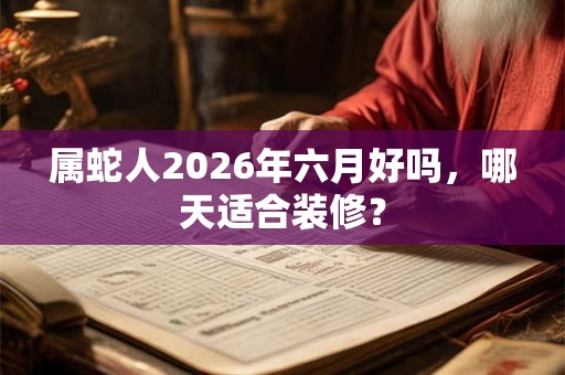 属蛇人2026年六月好吗，哪天适合装修？