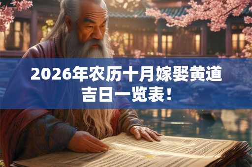 2026年农历十月嫁娶黄道吉日一览表! 2026年农历十月嫁娶黄道吉日一览表!