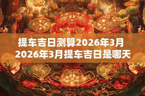 提车吉日测算2026年3月 2026年3月提车吉日是哪天