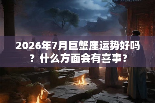 2026年7月巨蟹座运势好吗？什么方面会有喜事？