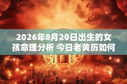 2026年8月20日出生的女孩命理分析 今日老黄历如何？