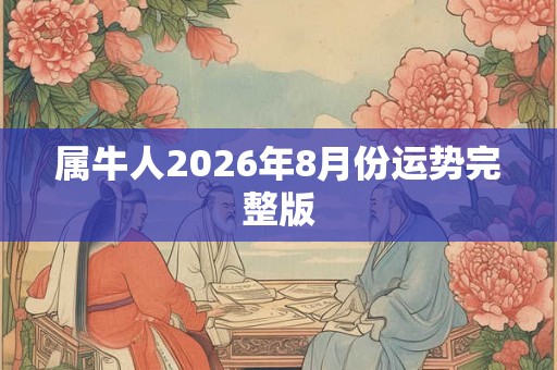 属牛人2026年8月份运势完整版