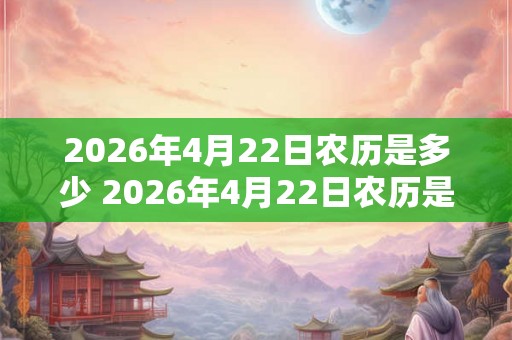 2026年4月22日农历是多少 2026年4月22日农历是啥