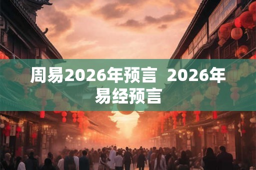 周易2026年预言  2026年易经预言