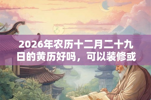 2026年农历十二月二十九日的黄历好吗，可以装修或动土吗？