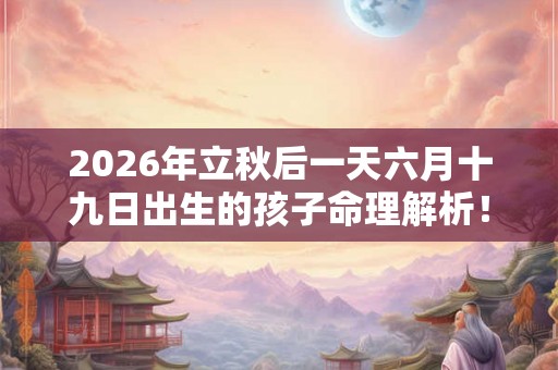 2026年立秋后一天六月十九日出生的孩子命理解析！