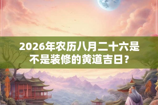 2026年农历八月二十六是不是装修的黄道吉日？
