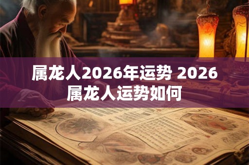 属龙人2026年运势 2026属龙人运势如何
