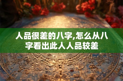 人品很差的八字,怎么从八字看出此人人品较差 人品很差的八字,怎么从八字看出此人人品较差