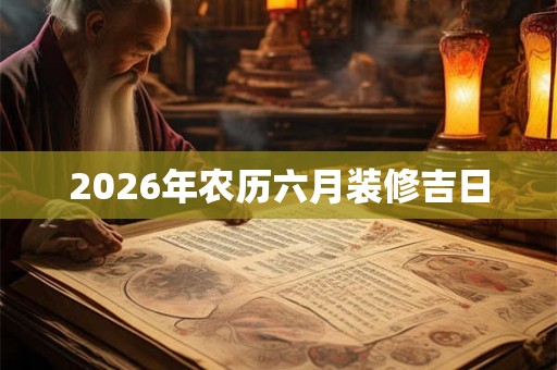 2026年农历六月装修吉日