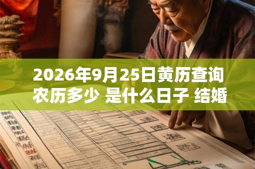 2026年9月25日黄历查询 农历多少 是什么日子 结婚吉时