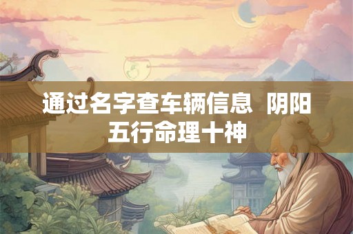 通过名字查车辆信息  阴阳五行命理十神