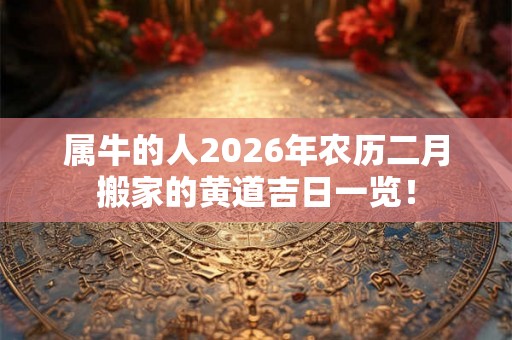 属牛的人2026年农历二月搬家的黄道吉日一览！