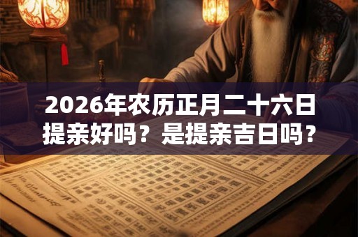 2026年农历正月二十六日提亲好吗？是提亲吉日吗？