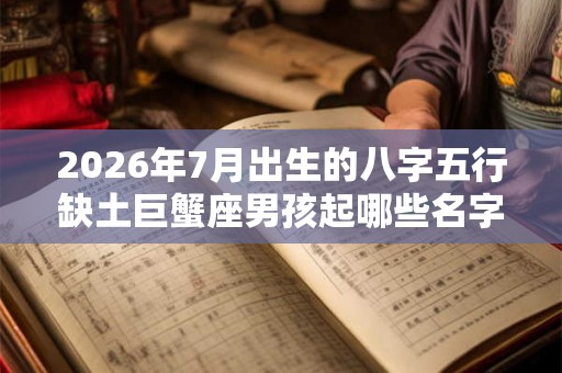 2026年7月出生的八字五行缺土巨蟹座男孩起哪些名字好