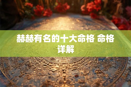 赫赫有名的十大命格 命格详解 赫赫有名的十大命格 命格详解