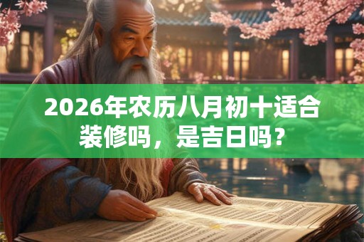 2026年农历八月初十适合装修吗，是吉日吗？