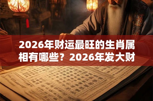 2026年财运最旺的生肖属相有哪些？2026年发大财的生肖