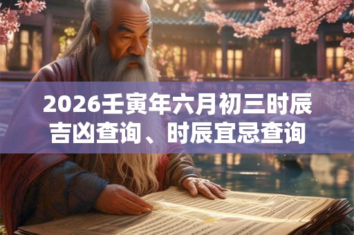 2026壬寅年六月初三时辰吉凶查询、时辰宜忌查询 2026壬寅年六月初三时辰吉凶查询、时辰宜忌查询