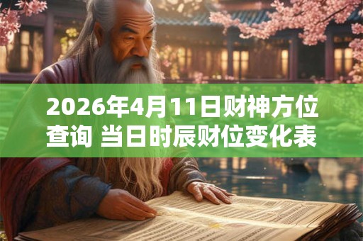 2026年4月11日财神方位查询 当日时辰财位变化表
