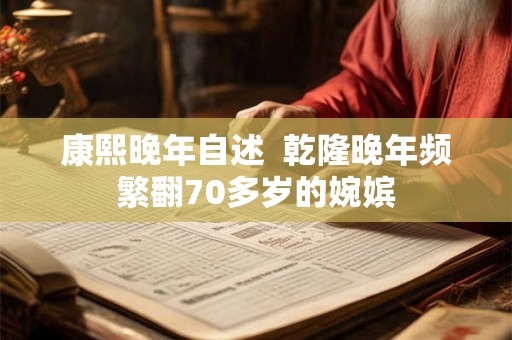 康熙晚年自述 乾隆晚年频繁翻70多岁的婉嫔 康熙晚年自述 乾隆晚年频繁翻70多岁的婉嫔