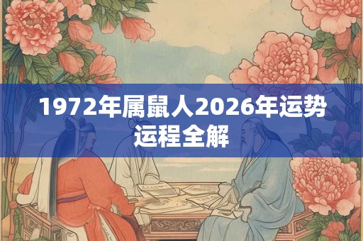 1972年属鼠人2026年运势运程全解